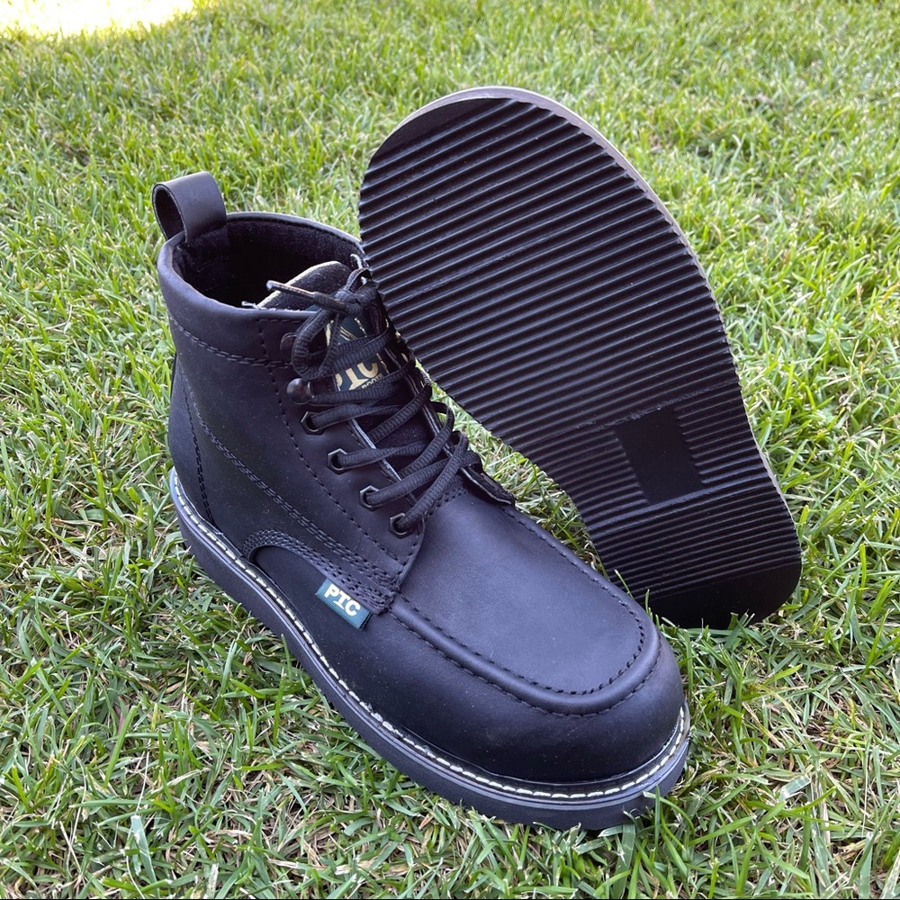 Men's Steel Toe Work Boots lace-up Leather Black Bota con casquillo trabajo